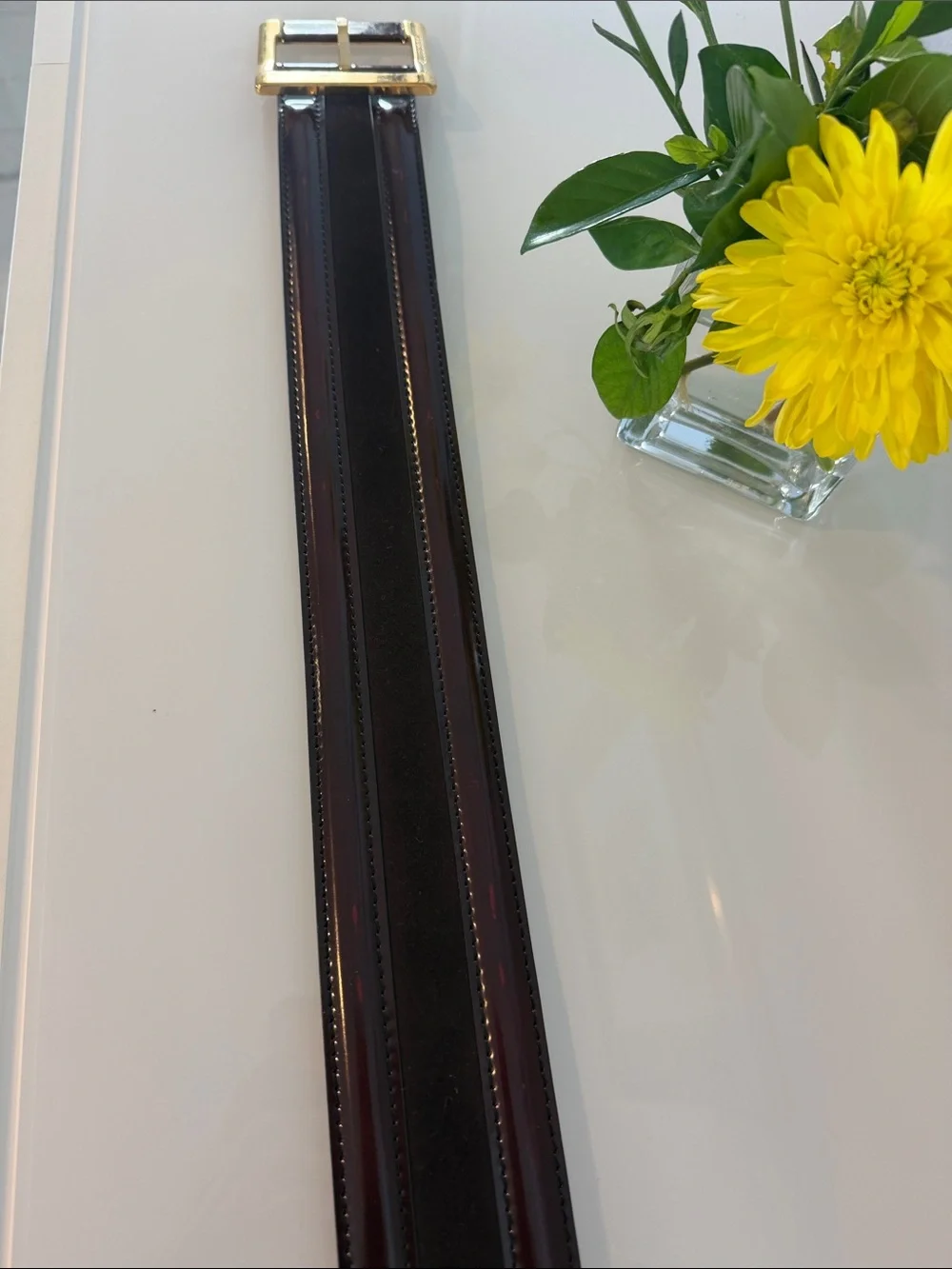 Burberry Men’s Dark Brown Leather Belt with Gold Buckle Retail:$ $450-$550